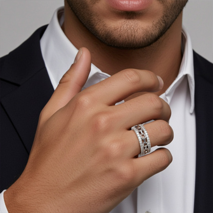 Sotiya Chain Link Unisex Wedding Ring Sterling Silver-Sotiya