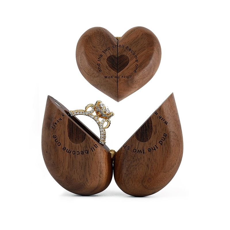 Sotiya Vintage Wooden Heart Shape Magnet Ring Box-Sotiya