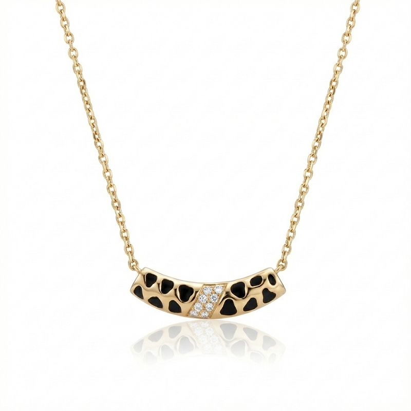 Sotiya Leopard Print Enamel Necklace Sterling Silver-Sotiya