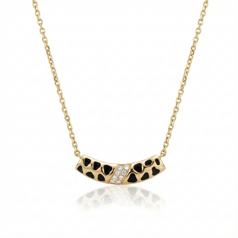 Sotiya Leopard Print Enamel Necklace Sterling Silver-Sotiya