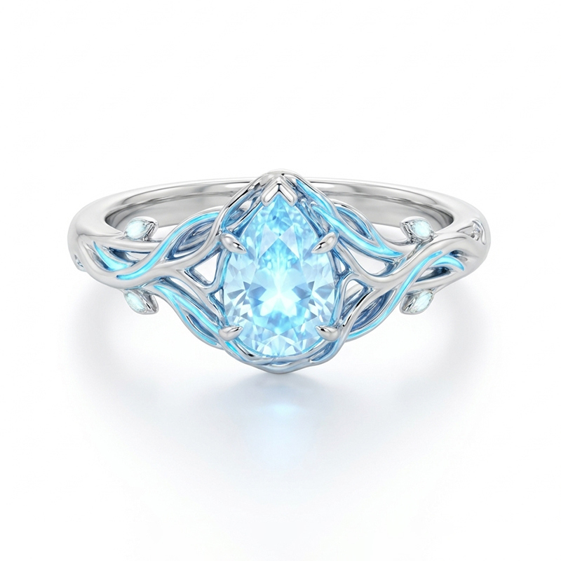 Sotiya Fluorescence Intertwined Pear Cut Engagement Ring Sterling Silver-Sotiya