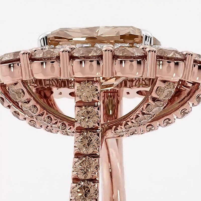 Sotiya Cathedral Double Halo Cushion Cut Coffee Engagement Ring Sterling Silver-Sotiya