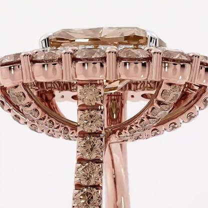 Sotiya Cathedral Double Halo Cushion Cut Coffee Engagement Ring Sterling Silver-Sotiya