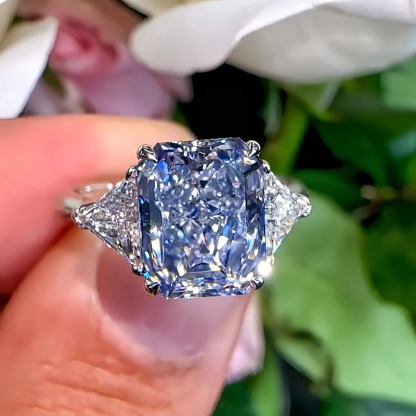 Sotiya Three Stone Radiant Cut Engagement Ring High-carbon Zircon Sterling Silver