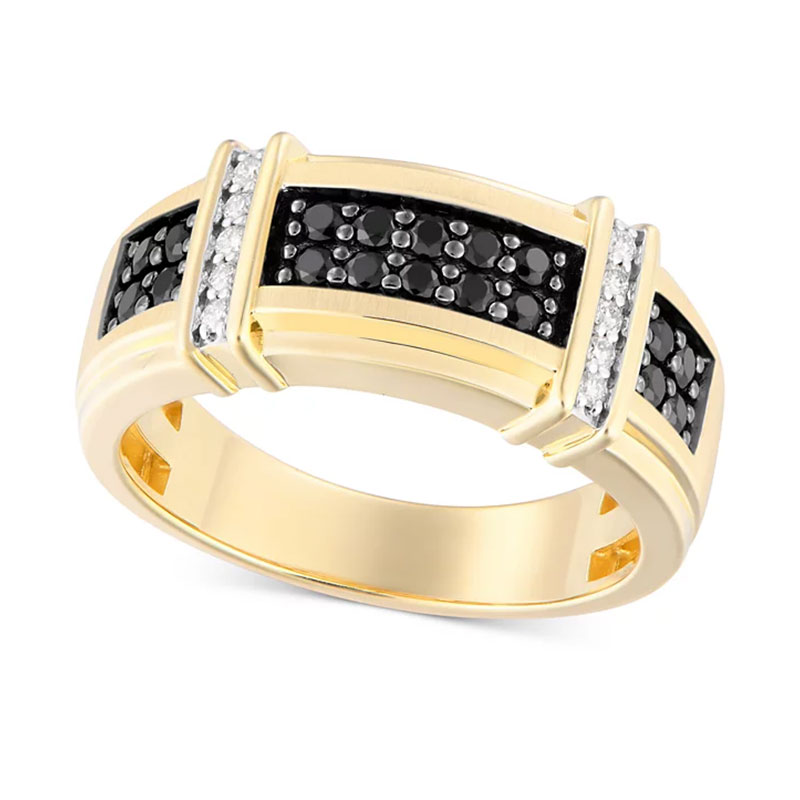 Sotiya Round Cut Black & White Zirconia Men's Wedding Ring Sterling Silver-Sotiya