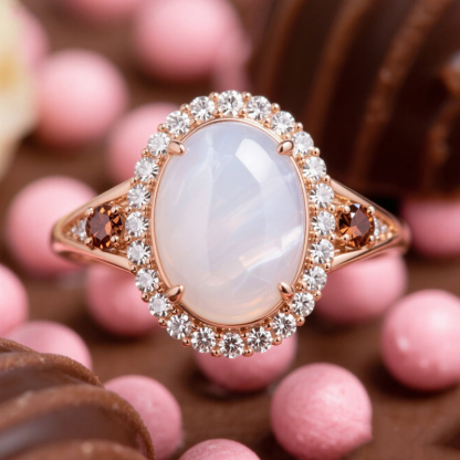 Sotiya Halo Oval Cut Moonstone Coffee Engagement Ring Sterling Silver-Sotiya