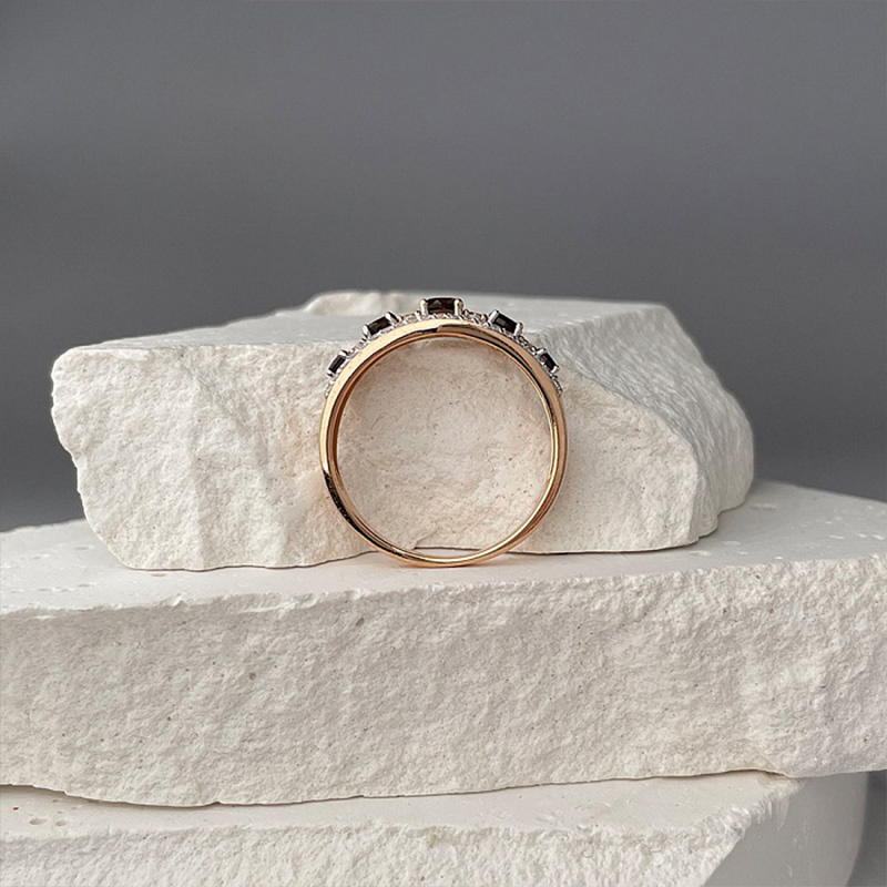 Sotiya Alternating Round Cut Coffee Women's Wedding Ring Sterling Silver-Sotiya