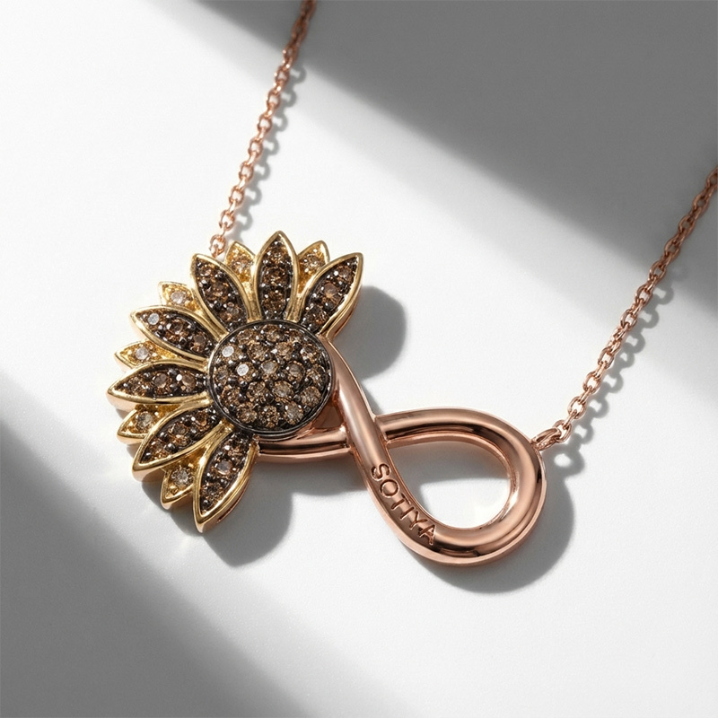 Sotiya Artist Collection Coffee Sunflower Personalized Engraving Necklace Sterling Silver-Sotiya