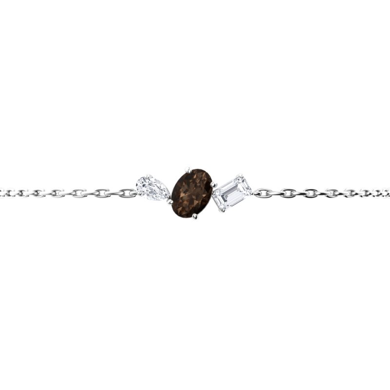 Sotiya Toi et Moi Coffee Oval, Pear and Emarald Cut Three Stone Bracelet Sterling Silver-Sotiya