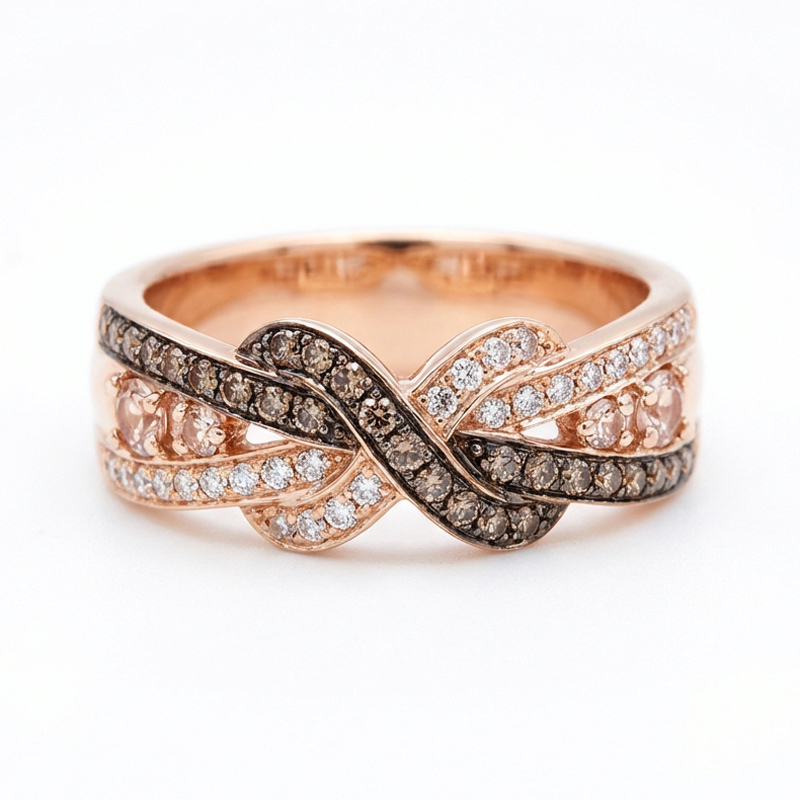 Sotiya Intertwined Infinity and Cross Knot Coffee Women's Wedding Ring Band Sterling Silver-Sotiya