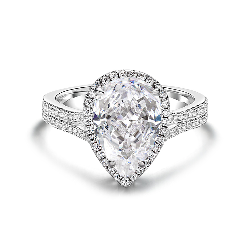 Sotiya Halo Pear Cut Engagement Ring High-carbon Zircon Sterling Silver-Sotiya