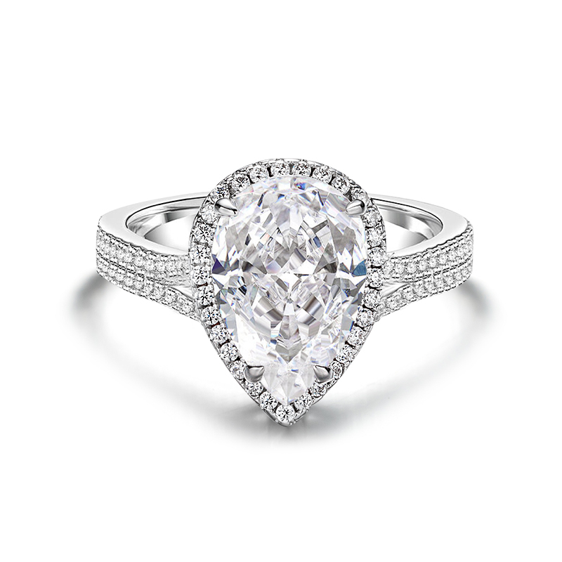 Sotiya Halo Pear Cut Engagement Ring High-carbon Zircon Sterling Silver-Sotiya