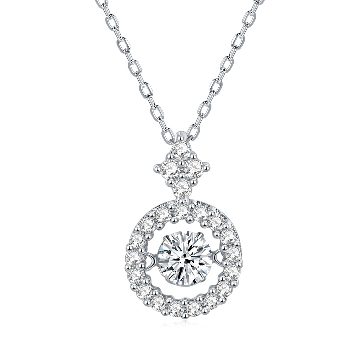Sotiya Hollow Round Cut Moissanite Necklace Sterling Silver-Sotiya
