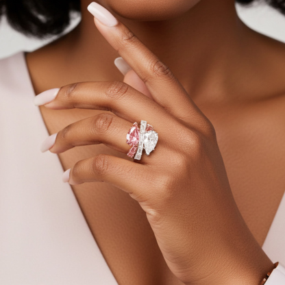 Sotiya Toi et Moi Crossover Pear Cut Two Stone Engagement Ring Sterling Silver-Sotiya