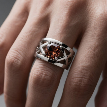 Sotiya Hollow Cross Solitaire Coffee Cushion Cut Men's Promise Ring Sterling Silver-Sotiya