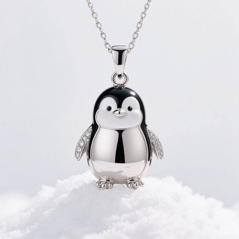 Sotiya Penguin Black Enamel Pendant Necklace-Sotiya