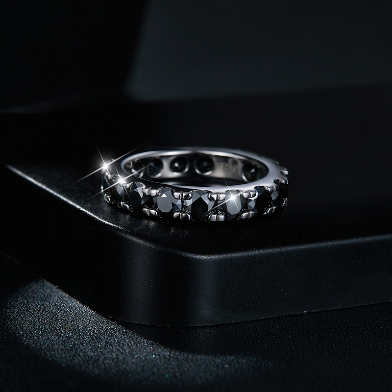 Sotiya Simple Round Cut Moissanite Eternity Ring Sterling Silver-Sotiya