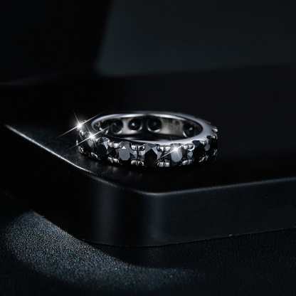 Sotiya Simple Round Cut Moissanite Eternity Ring Sterling Silver-Sotiya