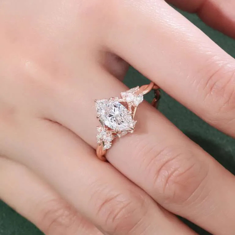 Sotiya Vintage Marquise Cut Vine Cluster Engagement Ring Sterling Silver-Sotiya