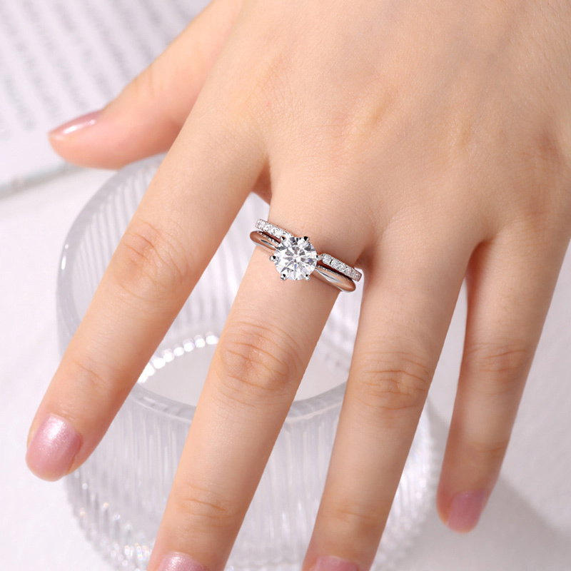 Sotiya Modern Open Round Cut Moissanite Women's Wedding Ring Sterling Silver-Sotiya