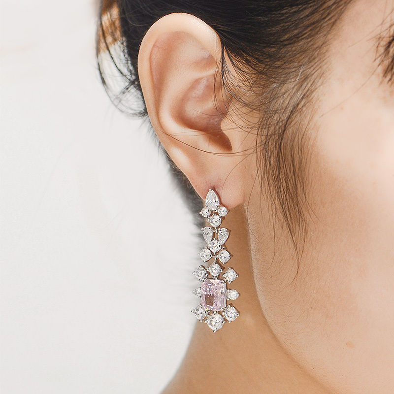 Sotiya Radiant Cut Snowflake Cluster Chandelier Earrings High-carbon Zircon Sterling Silver-Sotiya