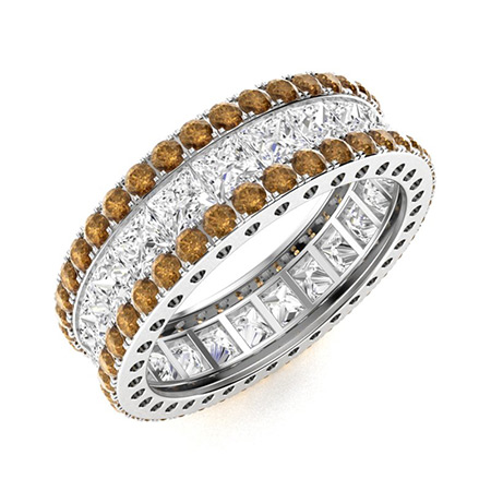 Sotiya Princess Cut Coffee Eternity Ring Sterling Silver-Sotiya