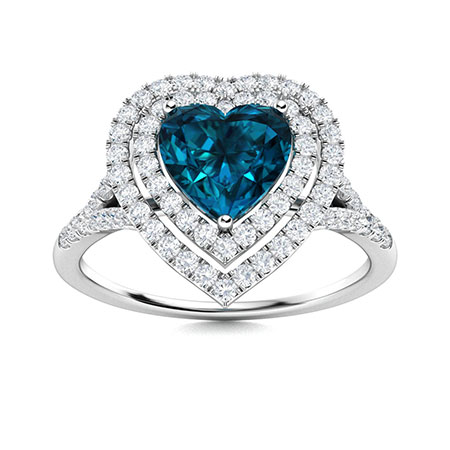 Sotiya Customizable 12 Birthstone Double Halo Heart Cut Engagement Ring Sterling Silver