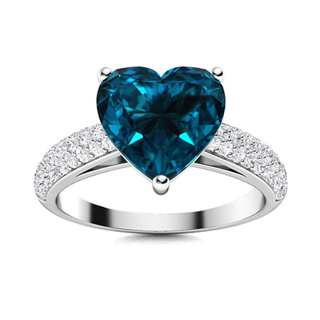 Sotiya Customizable 12 Birthstone Curved Pave Heart-Cut London Blue Topaz Engagement Ring Sterling Silver-Sotiya