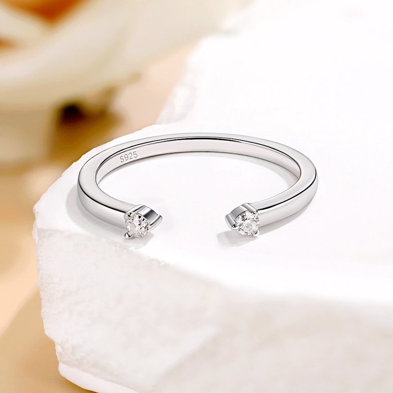 Sotiya Twin Star Round Cut Moissanite Women's Wedding Ring Sterling Silver-Sotiya