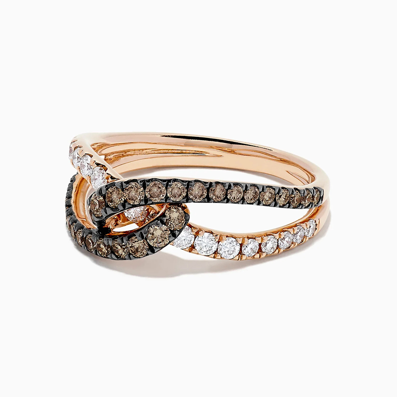 Sotiya Bypass Round Cut Coffee Women's Wedding Ring Sterling Silver