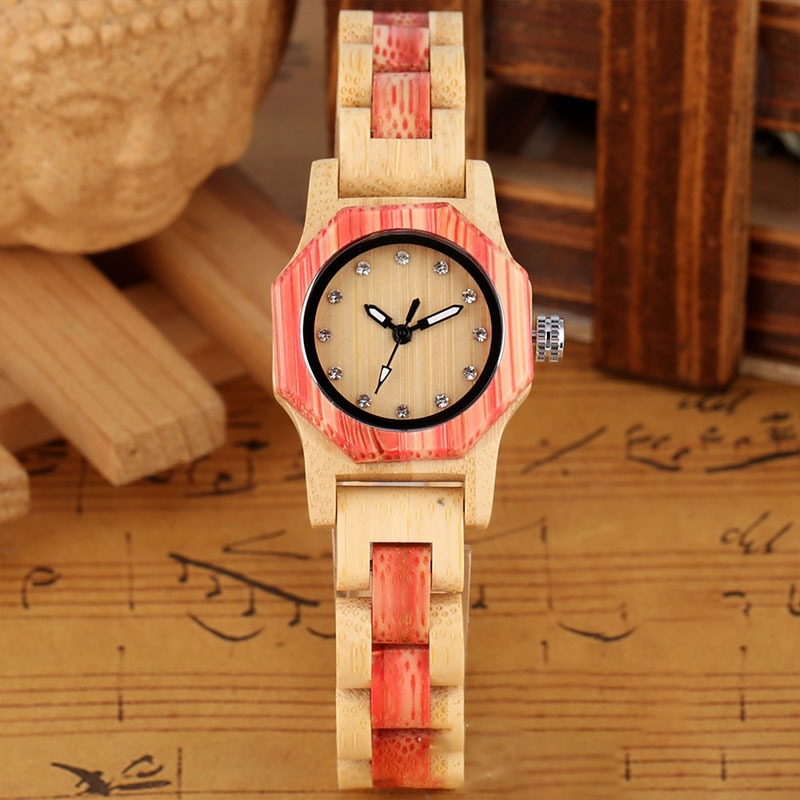 Sotiya Pink Bamboo Quartz Exquisite Ultra-thin Wooden Watch-Sotiya