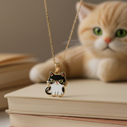 Sotiya Grumpy Cat Enamel Pendant Necklace-Sotiya