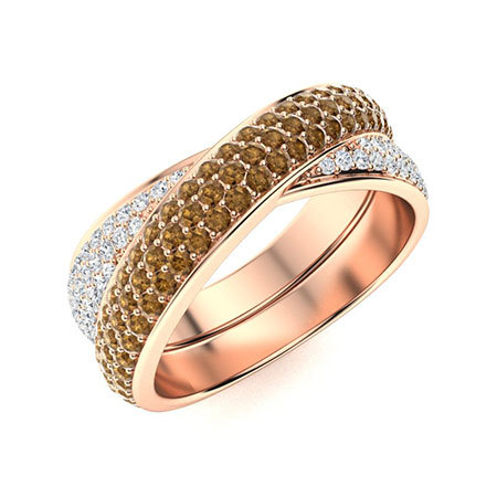 Sotiya Cross Round Cut Coffee Women's Wedding Ring Sterling Silver-Sotiya