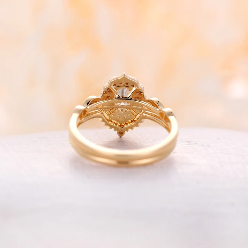 Sotiya Vintage Milgrain Halo Oval Cut Wedding Bridal Ring Set Sterling Silver-Sotiya