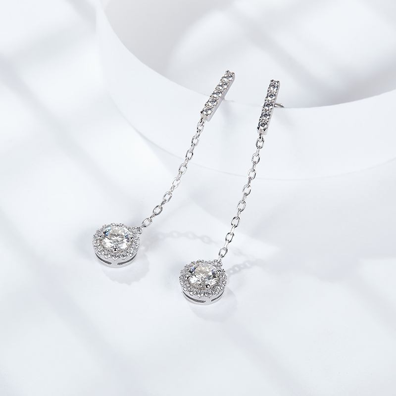 Sotiya Halo Round Cut Moissanite Stud Earrings Sterling Silver-Sotiya