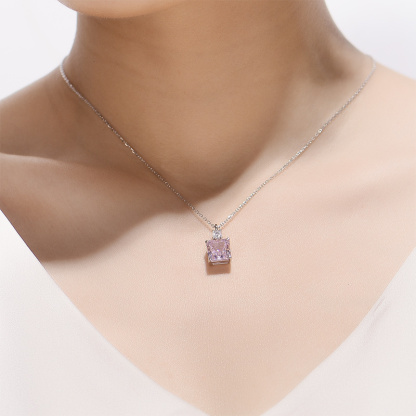 Sotiya Princess Cut Necklace High-carbon Zircon Sterling Silver-Sotiya