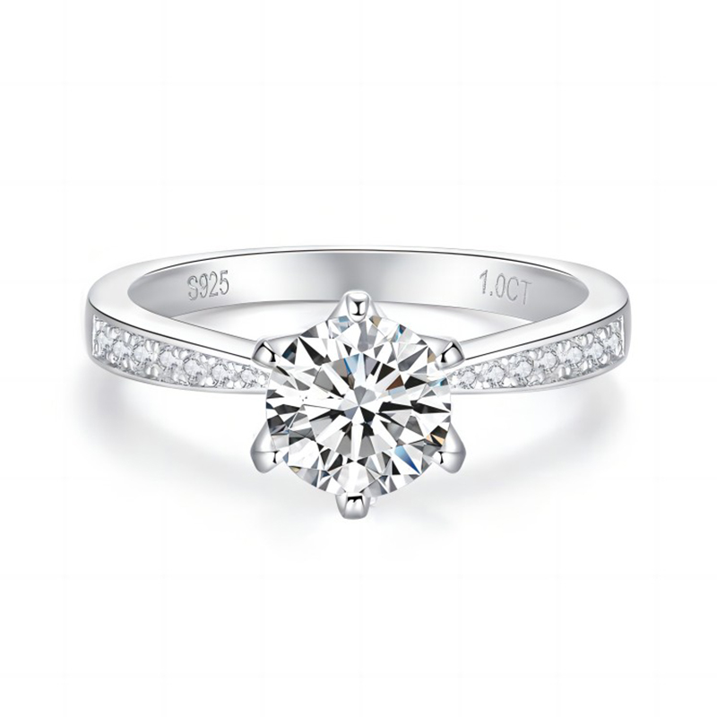 Sotiya 6 Prong Round Cut Moissanite Engagement Ring Sterling Silver-Sotiya
