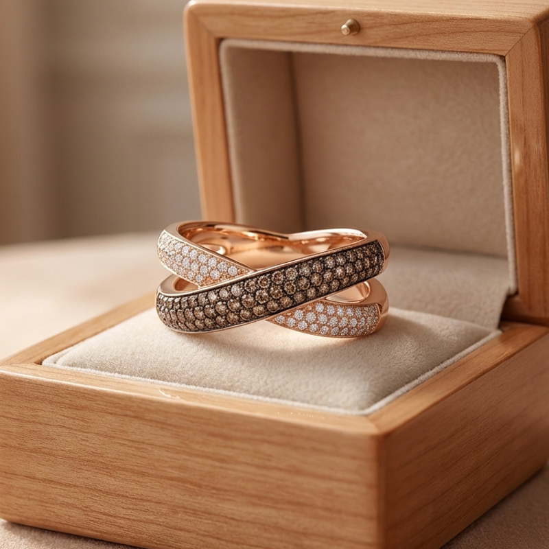 Sotiya Crossover Coffee Women's Wedding Ring Band Sterling Silver-Sotiya