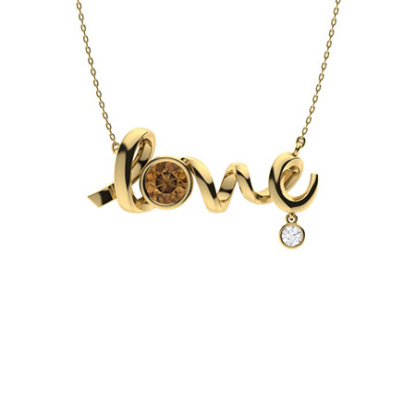 Sotiya Love Letter Round Cut Coffee Necklace Sterling Silver-Sotiya