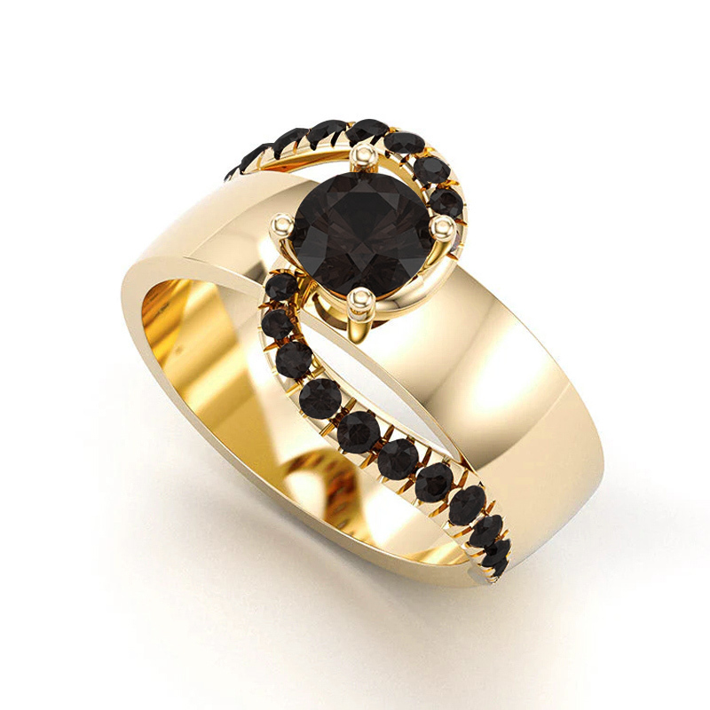 Sotiya Bypass Round Cut Cigar Coffee Engagement Ring Sterling Silver