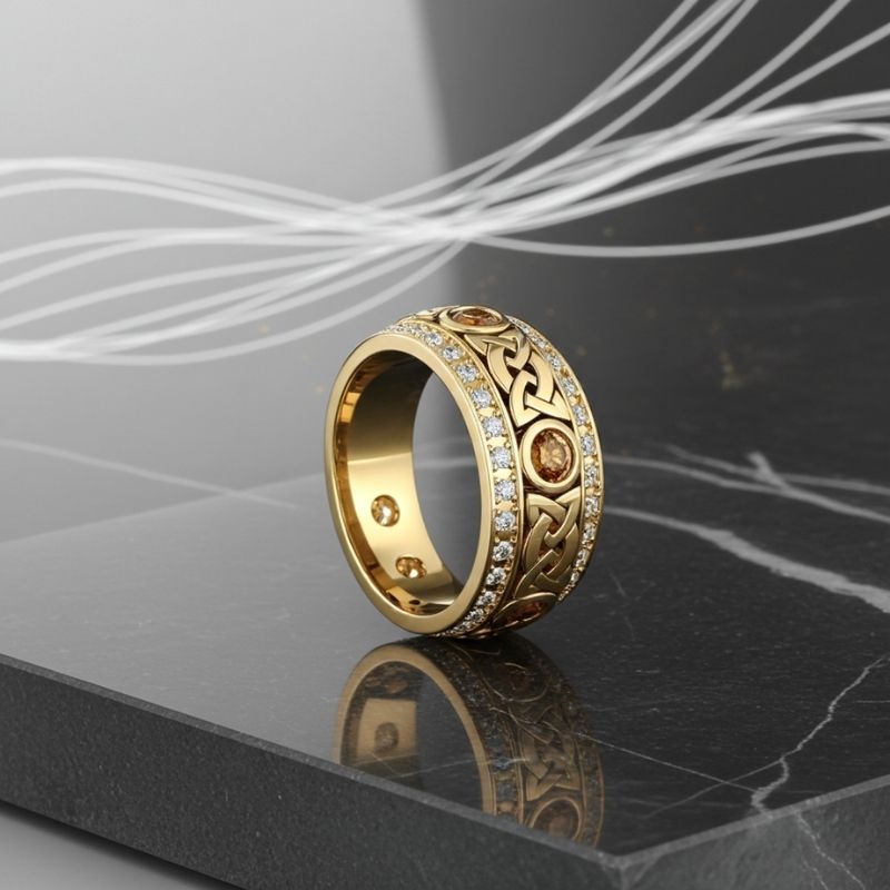 Sotiya Vintage Celtic Knot Round Cut Coffee Unisex Eternity Ring Sterling Silver