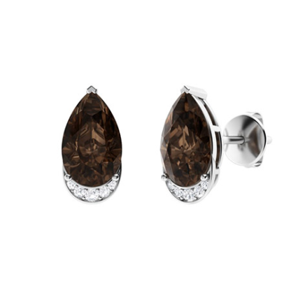 Sotiya Coffee Pear Cut Unique Halo Stud Earrings Sterling Silver-Sotiya