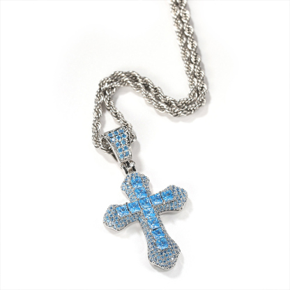 Sotiya Cross Design Faith Radiant Cut Men's Necklace-Sotiya