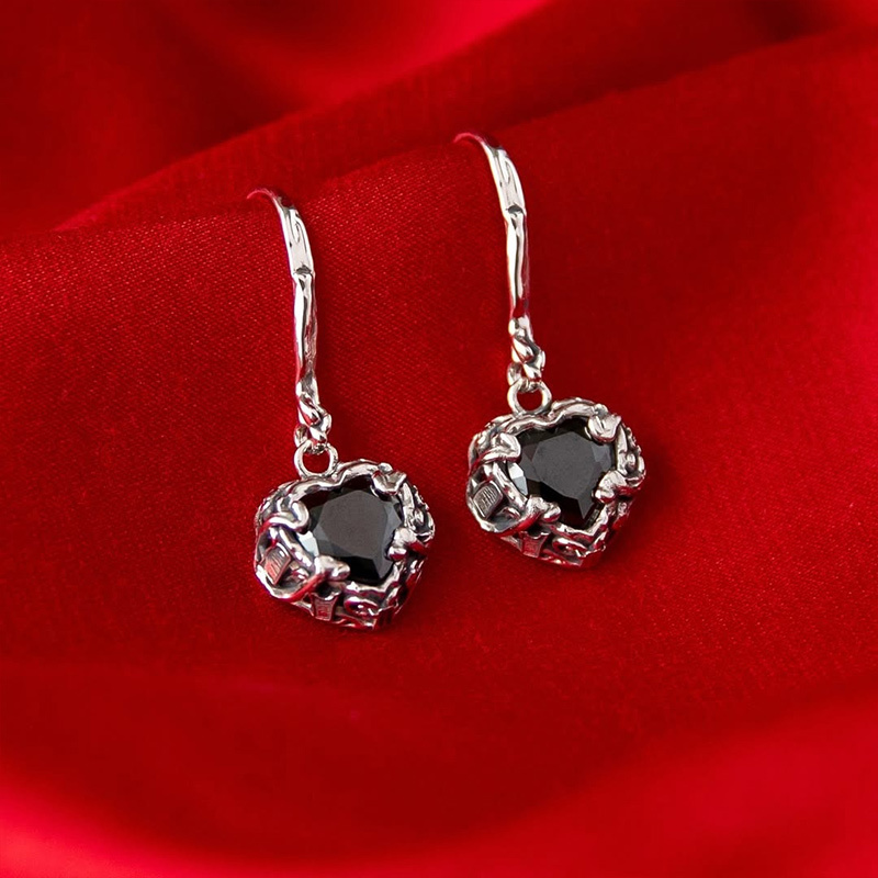 Sotiya Best Buds Skull Heart Cut Drop Earrings Sterling Silver-Sotiya