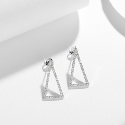 Sotiya Hollow Triangle Design Moissanite Drop Earrings Sterling Silver-Sotiya