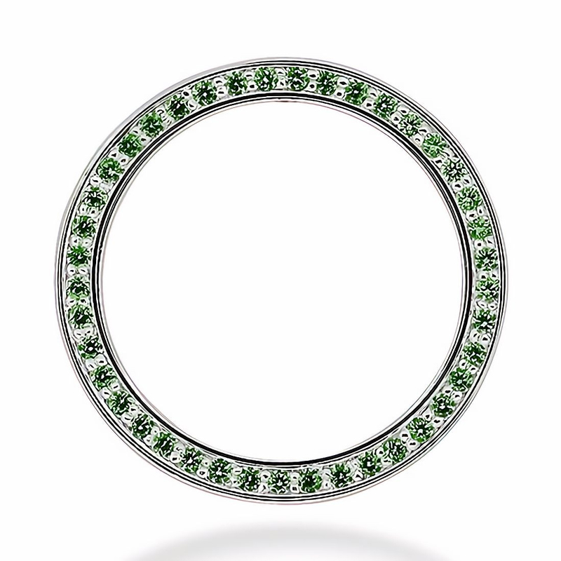 Sotiya Side-Set Green Stone Eternity Band Men's Wedding Ring Sterling Silver-Sotiya