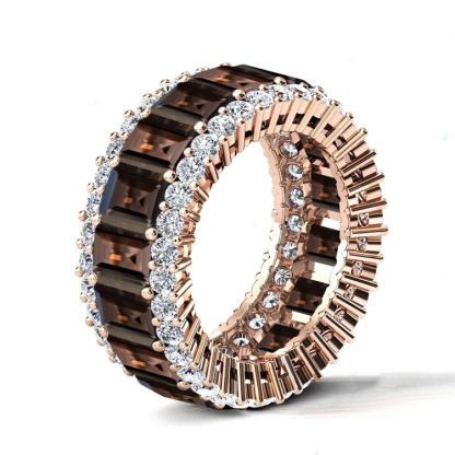 Sotiya Chocolate Emerald Cut Eternity Ring Sterling Silver-Sotiya