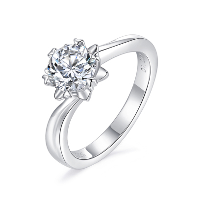 Sotiya Twist Snowflake Round Cut Moissanite Engagement Ring Sterling Silver-Sotiya