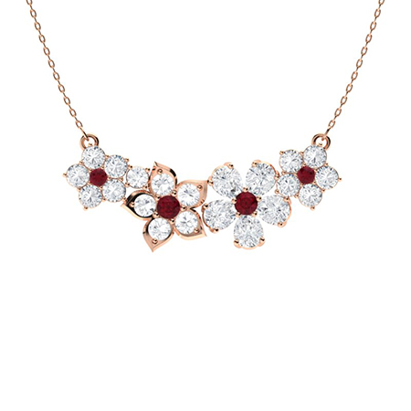 Sotiya Ruby Floral Design Necklace Sterling Silver-Sotiya