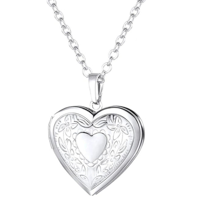 Sotiya Personalized Photo Heart-shaped Locket Necklace Stainless Steel-Sotiya